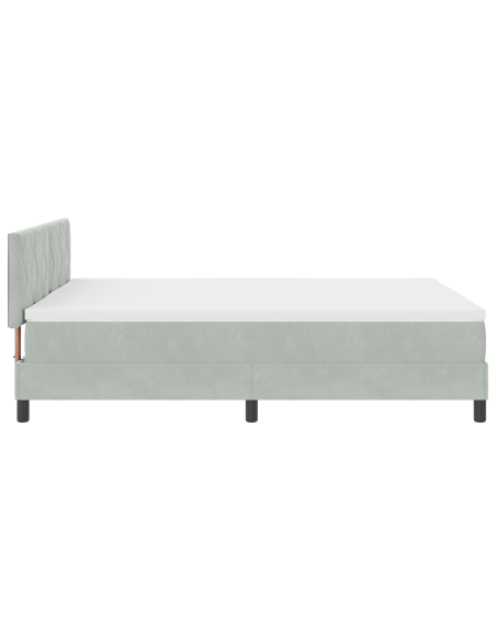 Letto Box Spring con Materasso e Luce LED Grigio Chiaro 140x190 cm Velluto