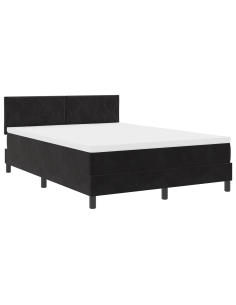 Letto a Sorgente LED con materasso Nero 140 x 190 cm Velluto 2