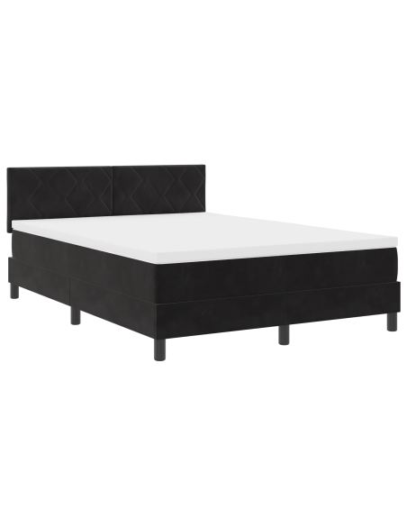 Letto a Sorgente LED con materasso Nero 140 x 190 cm Velluto