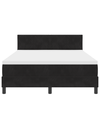 Letto a Sorgente LED con materasso Nero 140 x 190 cm Velluto