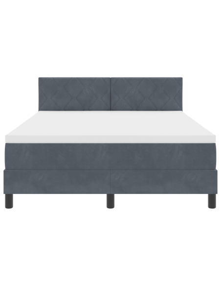 Letto Box Spring con Materasso e LED Grigio Scuro 140x200 cm Velluto