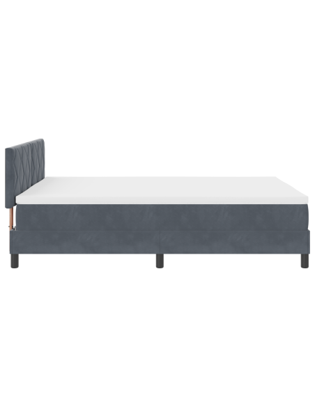 Letto Box Spring con Materasso e LED Grigio Scuro 140x200 cm Velluto