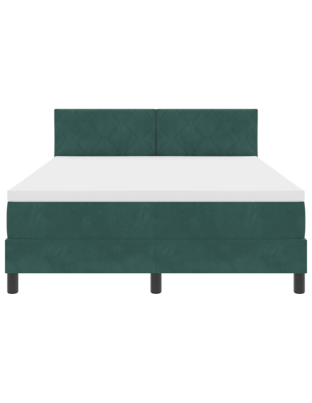 Letto Box Spring con Materasso e LED Verde Scuro 140x200 cm Velluto
