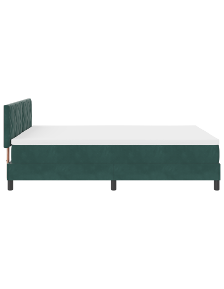 Letto Box Spring con Materasso e LED Verde Scuro 140x200 cm Velluto