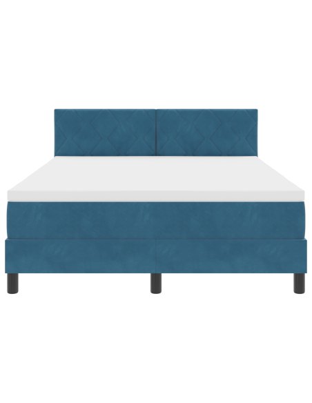 Letto Box Spring con Materasso e LED Blu Scuro 140x200 cm Velluto