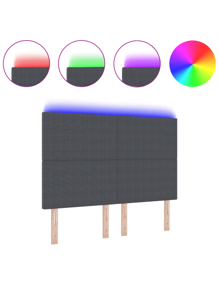 Testiera LED con testiera Grigio scuro 160 cm Poliestere