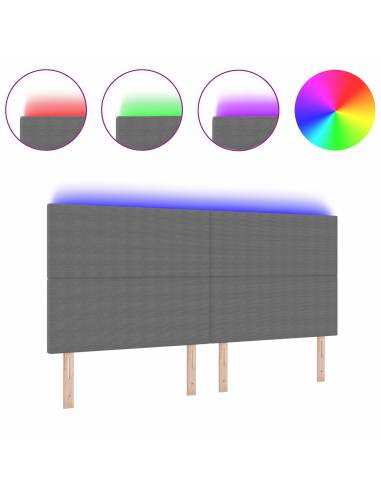 Testiera LED con testiera Grigio chiaro 200 cm Poliestere