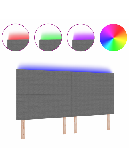 Testata LED Grigia 100 cm in Tessuto Corduroy di