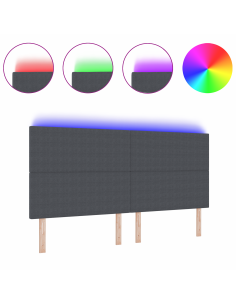 Testiera LED con testiera Grigio scuro 200 cm Poliestere 2