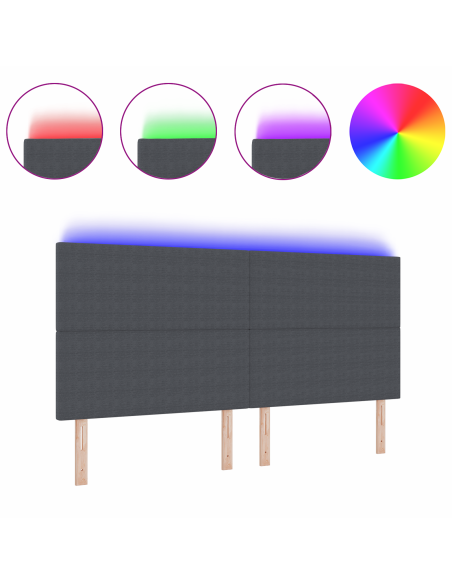 Testiera LED con testiera Grigio scuro 200 cm Poliestere