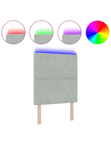 Testiera LED con testiera Grigio chiaro 80 cm Poliestere