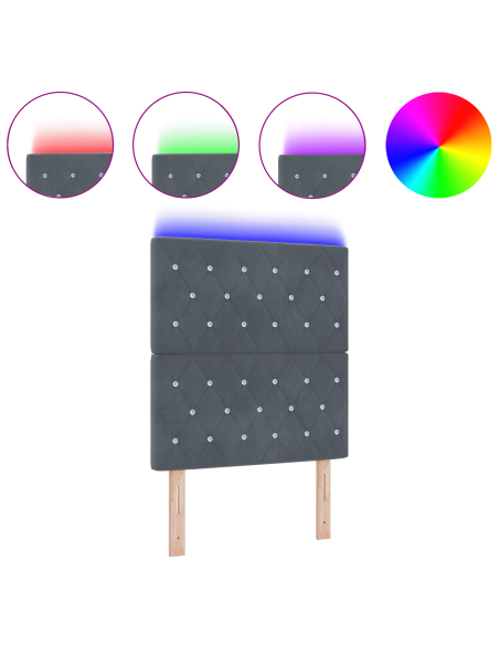 Testiera LED con testiera Grigio scuro 80 cm Poliestere