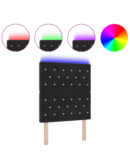 Testata LED Nera 80 cm Velluto