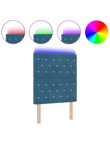 Testiera LED con testiera Blu Scuro 80 cm Poliestere