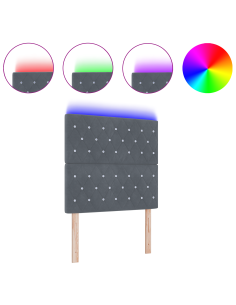 Testiera LED con testiera Grigio scuro 90 cm Poliestere 2