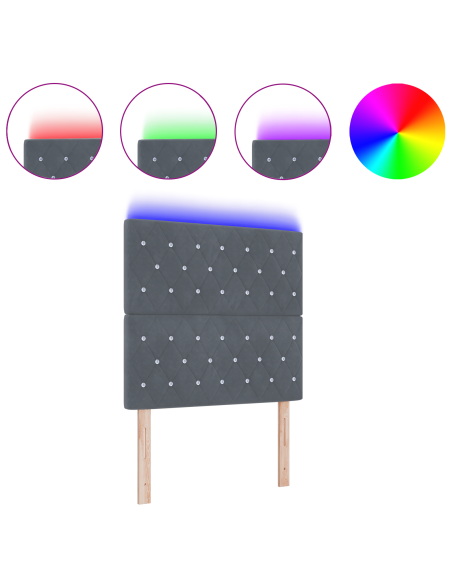 Testiera LED con testiera Grigio scuro 90 cm Poliestere