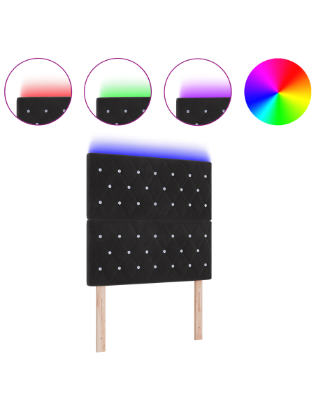 Testiera LED Nera 90 cm Velluto