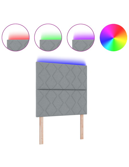Testata LED  Design a Blocchi Diamante Grigio Chiaro 100 cm Tessuto