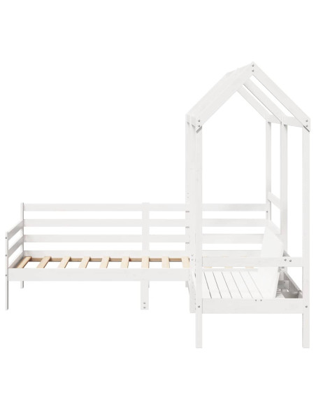 Set Dormeuse e Panca con Tetto Bianco 90x190cm Massello Pino