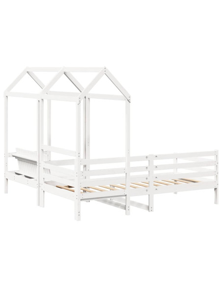 Set Dormeuse e Panca con Tetto Bianco 90x190cm Massello Pino