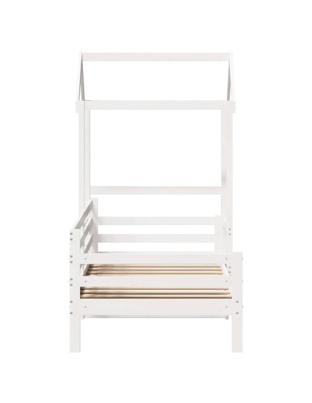 Dormeuse con Tetto 90x190 cm Bianco in Legno Massello di Pino