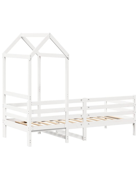 Dormeuse con Tetto 90x190 cm Bianco in Legno Massello di Pino