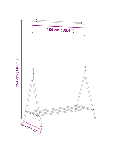 Stendibiancheria Nero 100 x 56 x 154 cm Acciaio