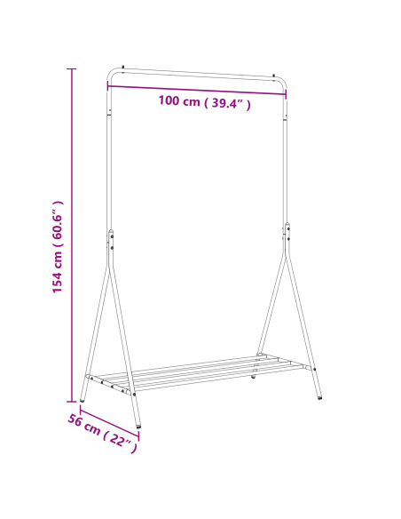 Stendibiancheria Nero 100 x 56 x 154 cm Acciaio