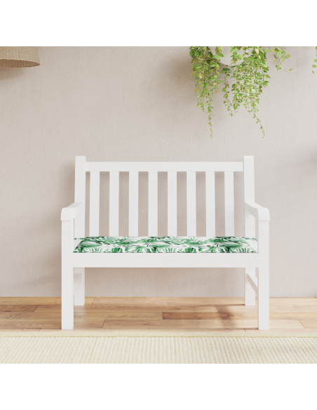 Cuscino per panca da giardino  con stampa a foglie, 100x50x4 cm, realizzato in tessuto Oxford