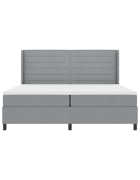 Letto Box Spring con Materasso Grigio Chiaro 200x200 cm Tessuto