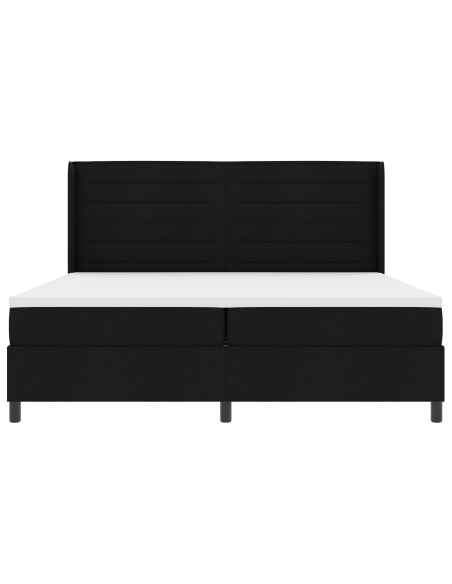 Letto Box Spring con Materasso Nero 200x200 cm in Tessuto