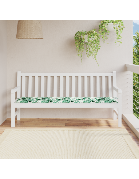 Cuscino da panchina da giardino motivo a foglia 180x50x4 cm tessuto Oxford