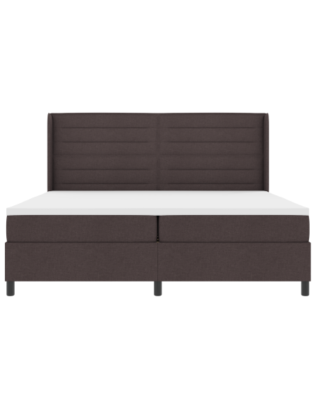 Letto Box con Materasso  Marrone Scuro 200x200 cm in Tessuto
