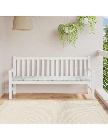 Cuscino da panca da giardino con motivo a foglia - 180x50x4 cm, in tessuto Oxford