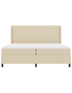 Letto a molle con materasso Crema 200 x 200 cm Tessuto 2