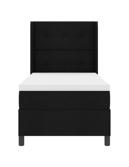 Letto Box Spring con Materasso Nero 80x200 cm in Tessuto