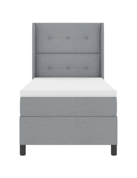 Letto Box Spring con Materasso Grigio Chiaro 90x200 cm in Tessuto