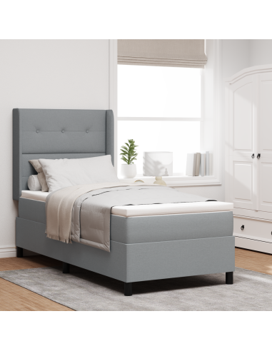 Letto a molle con materasso Grigio chiaro 90 x 200 cm Tessuto