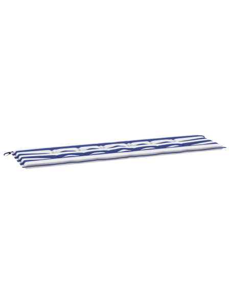 Cuscino da panca da giardino a righe blu e bianche 180x50x4 cm in tessuto Oxford