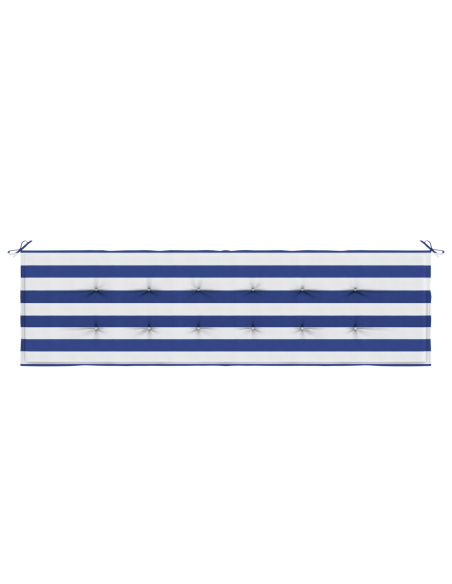 Cuscino da panca da giardino a righe blu e bianche 180x50x4 cm in tessuto Oxford