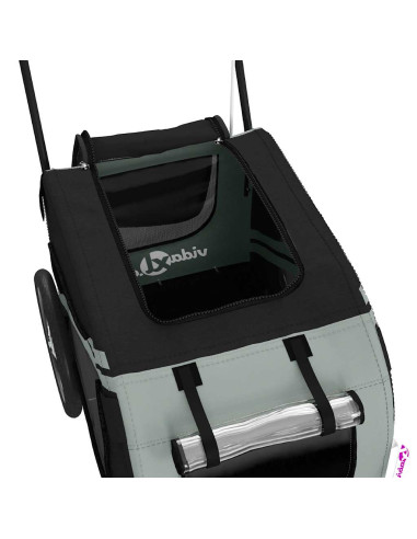 Rimorchio da Bici per Animali Grigio e Nero Oxford e Ferro