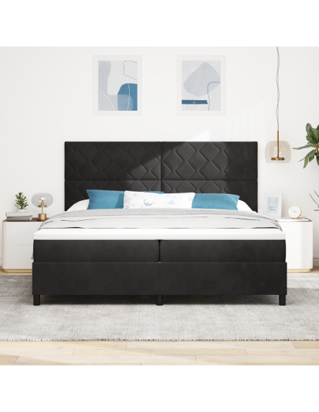 Letto Box Spring con Materasso & LED Nero 200x200 cm Velluto