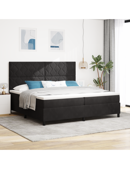 Letto Box Spring con Materasso & LED Nero 200x200 cm Velluto