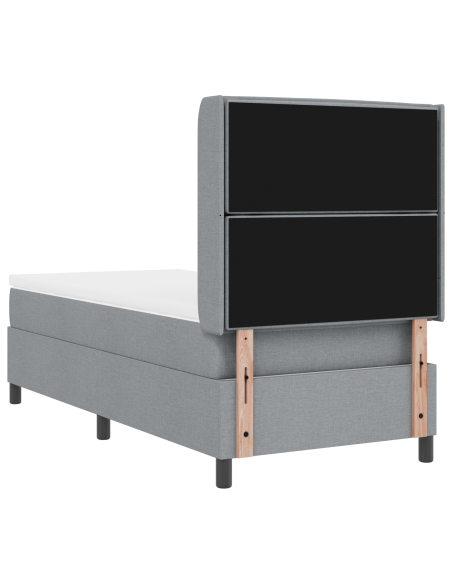 Letto Box Spring  con Materasso e Luce LED Grigio Chiaro 80x200 cm Tessuto