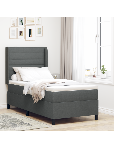Letto a Baldacchino con Materasso e LED Grigio Scuro 80x200 cm Tessuto