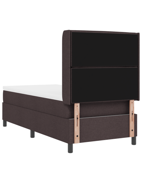 Letto Box Spring with Materasso & LED Marrone Scuro 80x200 cm Tessuto
