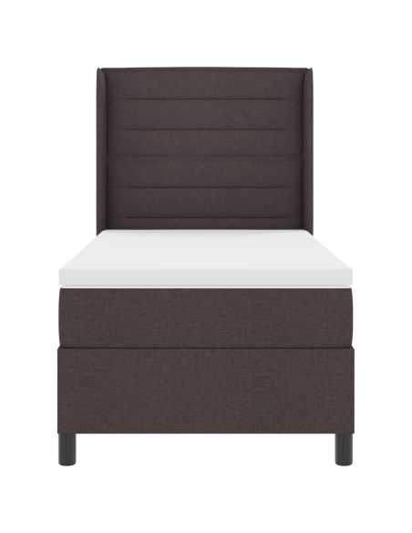 Letto Box Spring with Materasso & LED Marrone Scuro 80x200 cm Tessuto