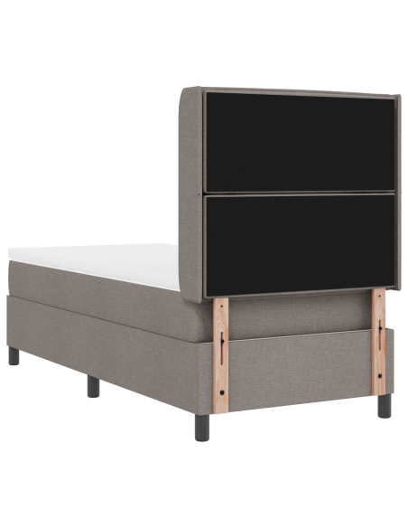 letto a box spring  con materasso e LED tortora 90x190 cm in tessuto