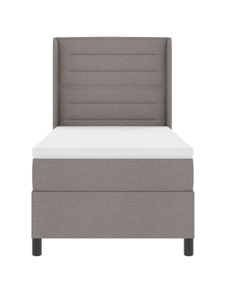 letto a box spring  con materasso e LED tortora 90x190 cm in tessuto