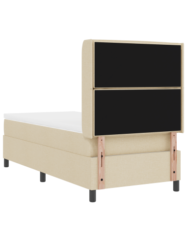 Letto a Sorgente LED con materasso Crema 90 x 200 cm Tessuto